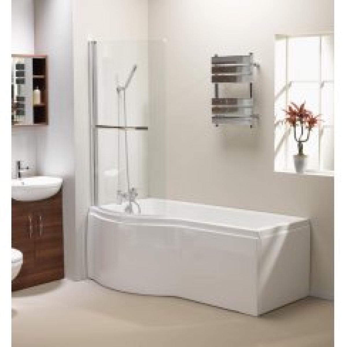 'P' Shaped Shower Bath